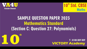 27 Que : Section C (Subjective) : 10th CBSE 2023 Maths (Standard) Sample Question Paper