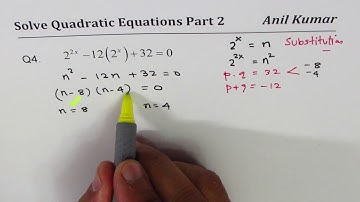 Q4 Solve Exponential Equation by Substitution in Quadratic Form