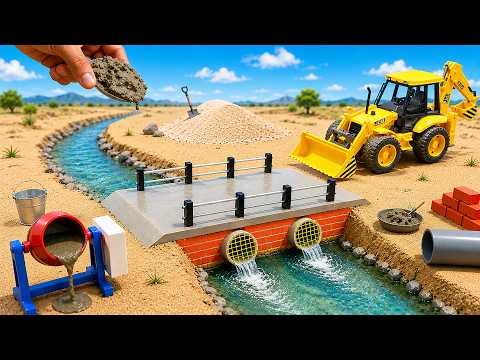 DIY Mini Tractor Builds a Strong Brick Bridge With Twin Drainage Systems | Fun Science Project