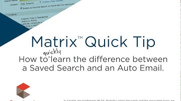 Matrix Quick Tip - Saved Search vs Auto Email