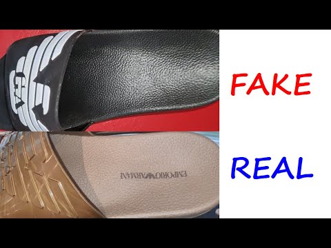 Emporio Armani slides real vs fake. How to spot fake Giorgio Armani ...