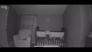 Baby tries to escape crib and falls!!!  (Hilarious)