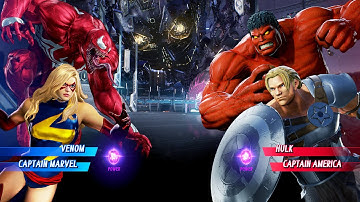 Red Venom & Captain Marvel vs Red Hulk & Gladiator Cap (Very Hard) Marvel vs Capcom | 4K UHD