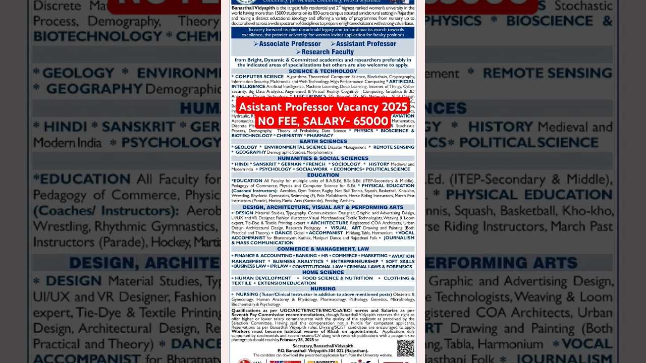 ASST PROFESSOR RECRUITMENT 2025I NO FEE | RESIDENTIAL COLLEGE I ALL STATES ALLOWED I