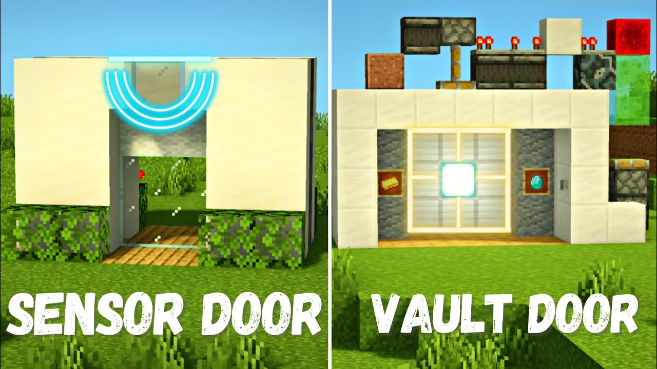 3+ Minecraft Redstone Door Tutorial (sensor door, password door, vault