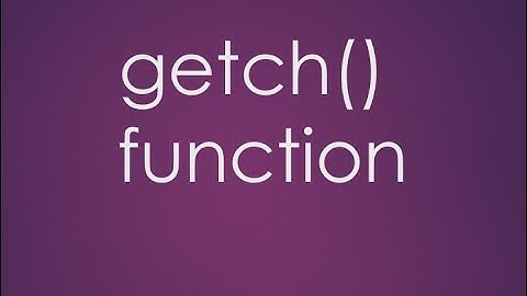 Project in C Tutorial 02:: getch() function