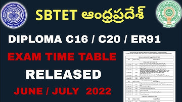 AP DIPLOMA REGULAR & SUPPLY EXAM TIME TABLE RELEASED | C16,C20,ER91 SCHEME