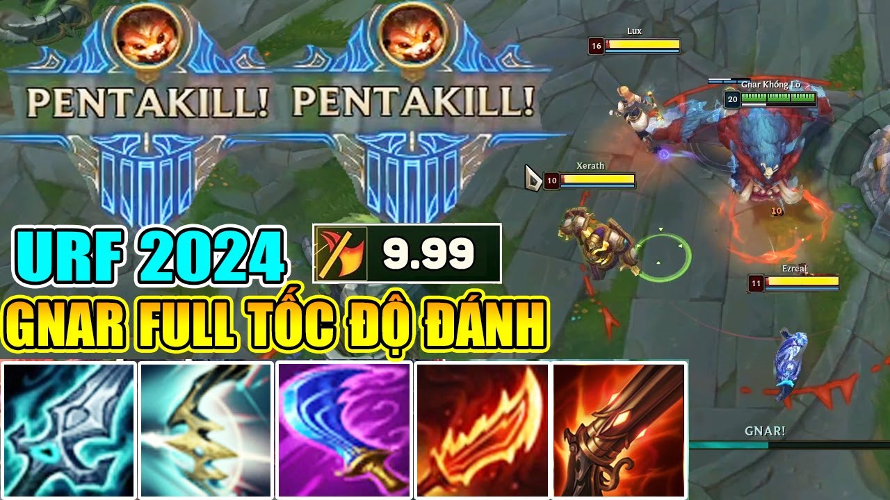 HỐT 2 PENTAKILL CÙNG 1 TRẬN ĐẤU VỚI QUỶ DỮ GNAR FULL TỐC ĐÁNH TRONG URF 2024