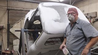 Project Gray 1956 Ford pick-up update. Bodywork and primer on the cab