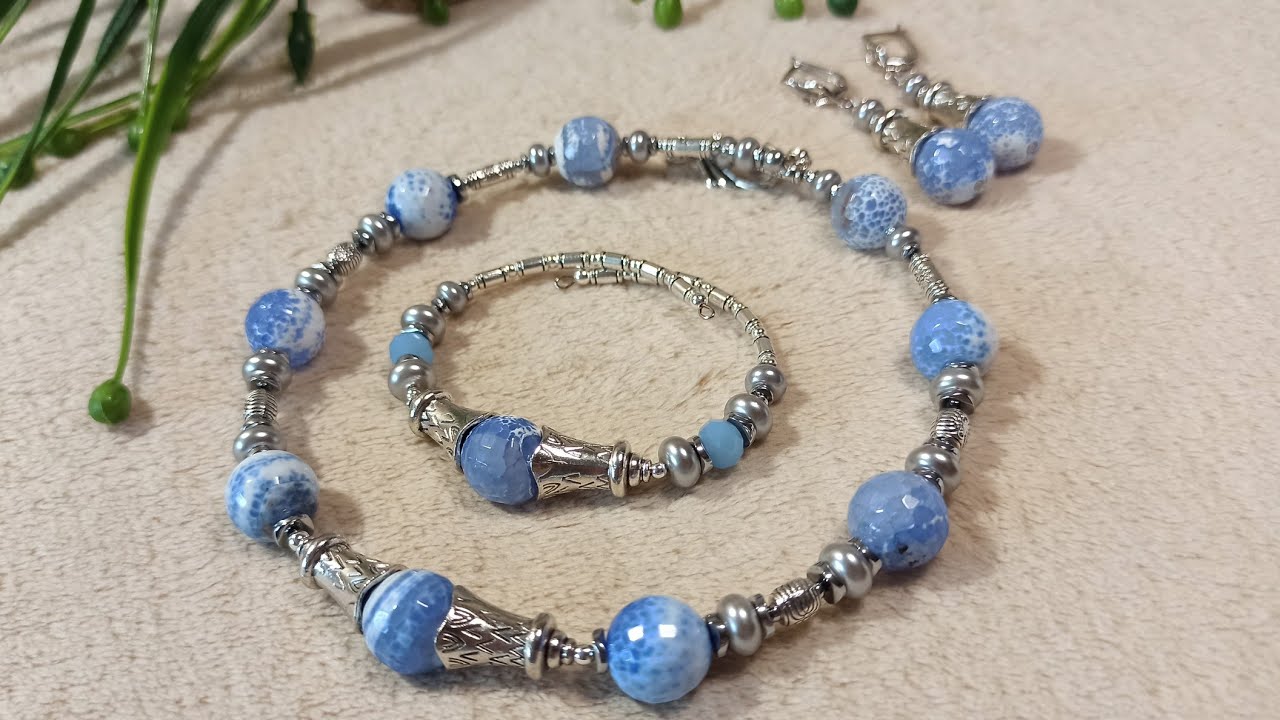 Комплект украшений в голубом цвете "Ниневия". - YouTube