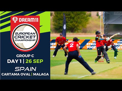 🔴 Dream11 European Cricket Championship 2022 | Group C | Day 1 Cartama Oval Spain | T10 Live Cricket