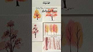 ONLY TWO colours: 5 aesthetic autumn trees idea| beginner friendly #originalartwork #watercolor