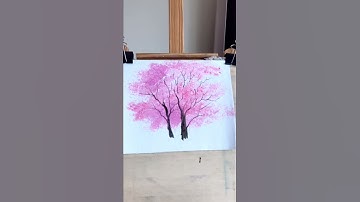 Simple Pink Cherry Tree Paint on Canvas