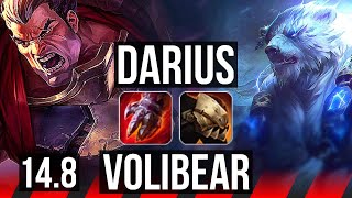 DARIUS vs VOLIBEAR (TOP) | 16/2/4, 6 solo kills, Godlike, 500+ games | BR Diamond | 14.8