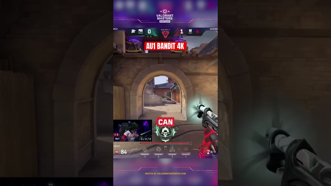 Huge Bandit 4K from Au1 to steal the round 🤯 #valorant #shorts #valorantmasters #vct