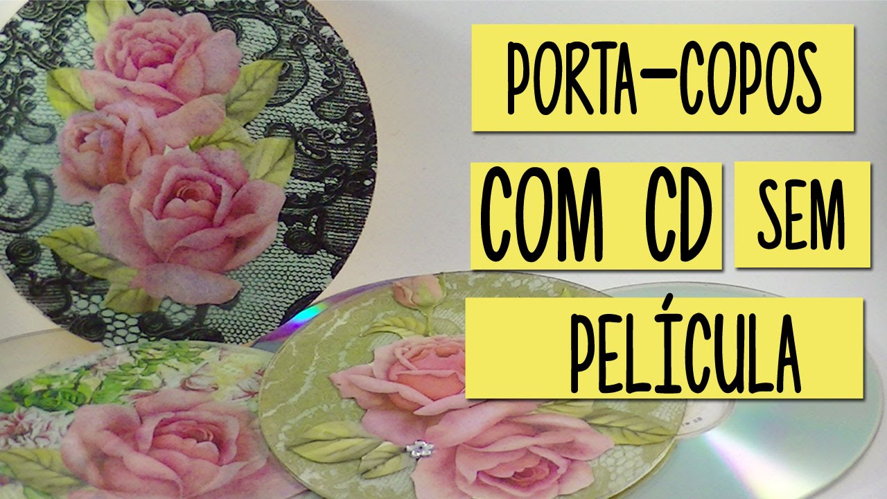Como fazer porta-copo reciclando CD velho sem película - Passo a passo
