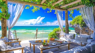 Relaxing Bossa Nova Jazz Piano Music &amp; Calming Ocean Waves at Seaside Cafe Ambience for Good Moods