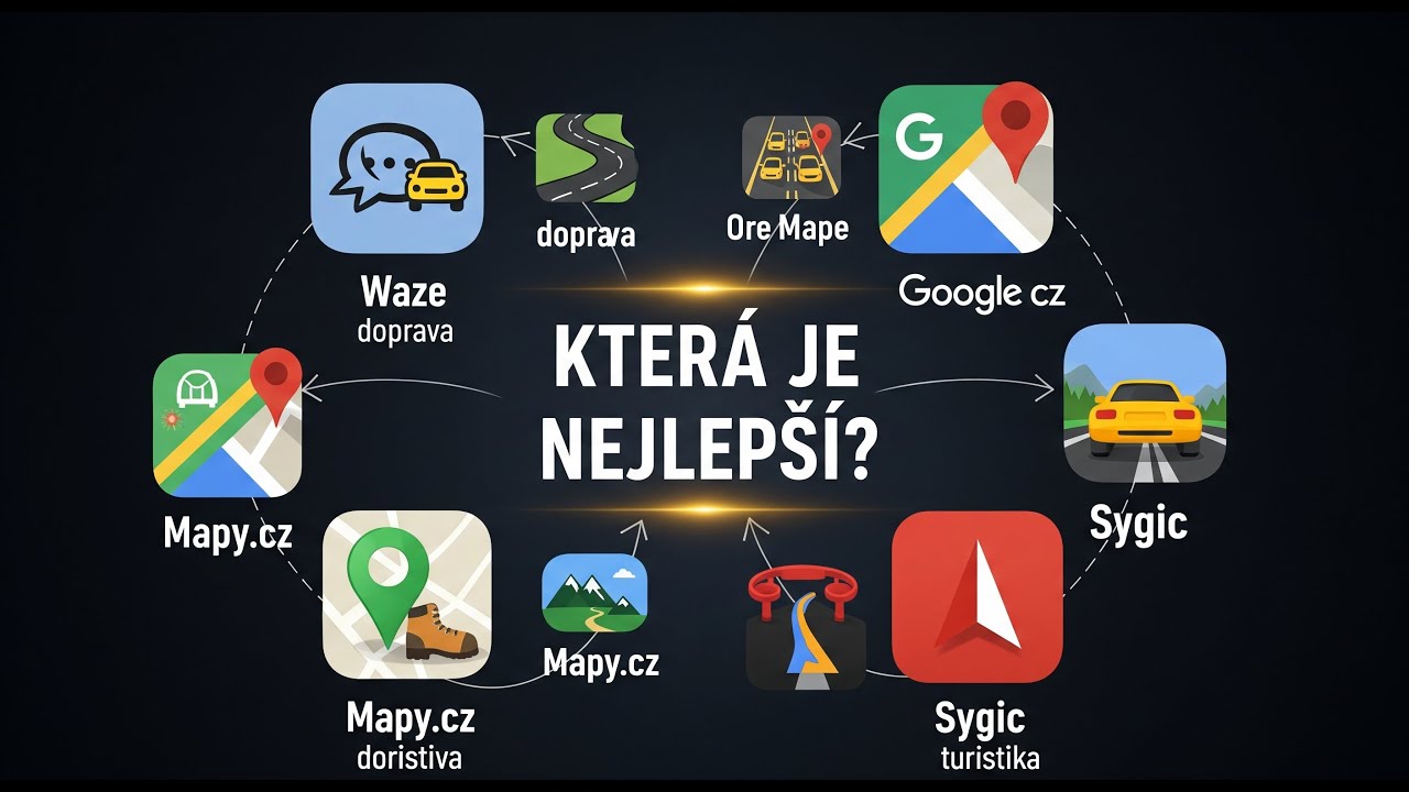 Srovnání navigačních aplikaci (Waze, Google Maps,  Mapy Seznam a Sygic)