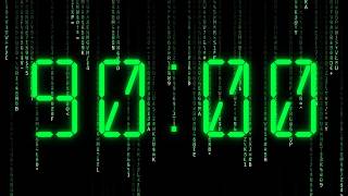90:00 Matrix Digital Rain Timer | Green Falling Code Countdown | Silent, No Music