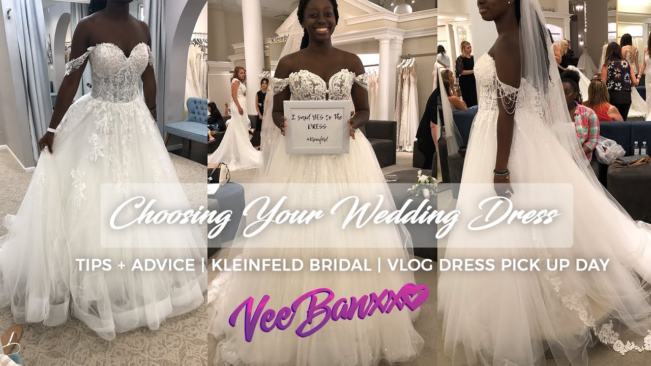 WEDDING DRESS SHOPPING  KLEINFELD BRIDAL - ANTOINETTE GOWN + VLOG PICK UP  DAY 