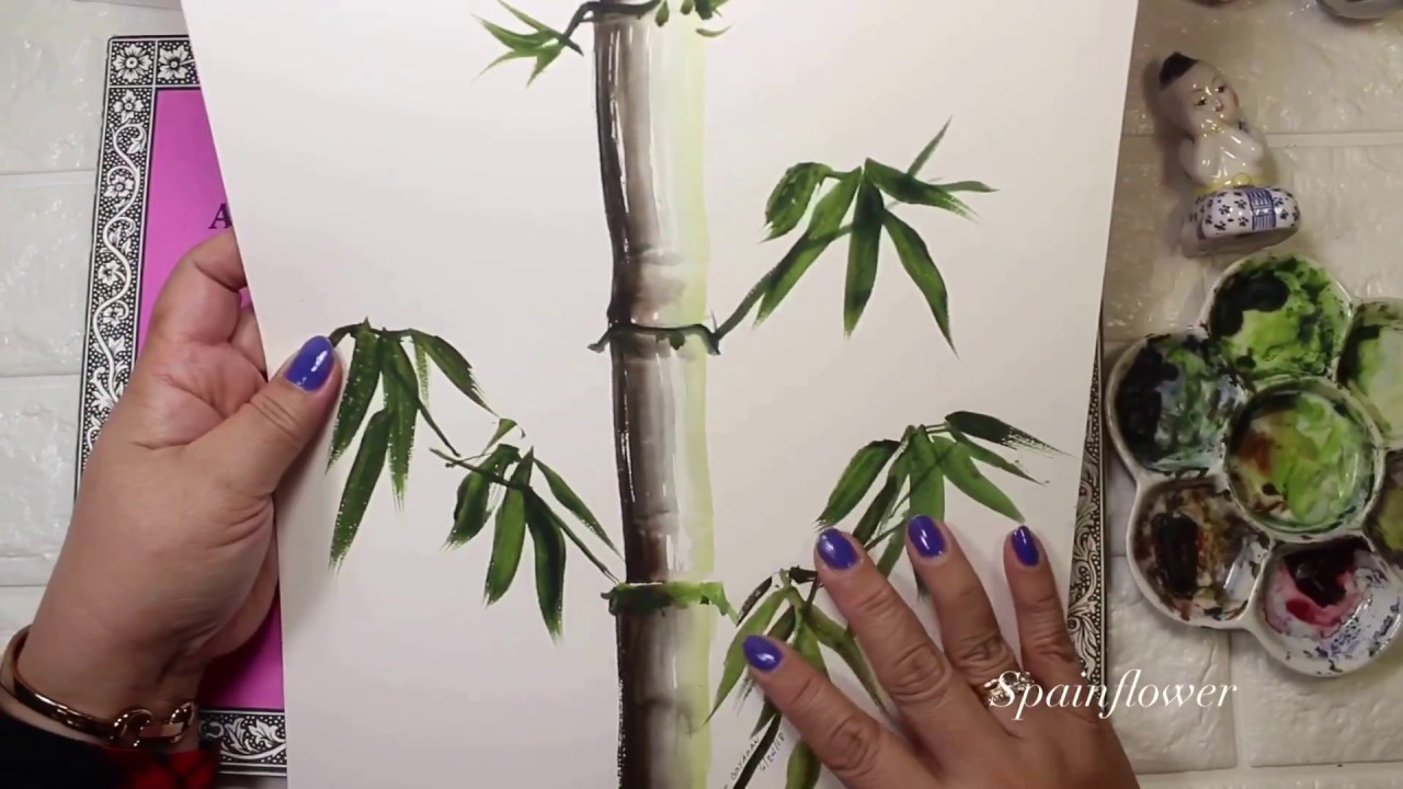 How to paint a Bamboo trees in real time using Daniel Smith Watercolor
