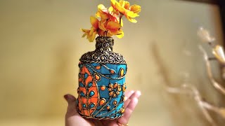 DIY Mosaic VasePlastic bottle upcycling Home decor idea  #bestoutofwaste #homedecor #crafts