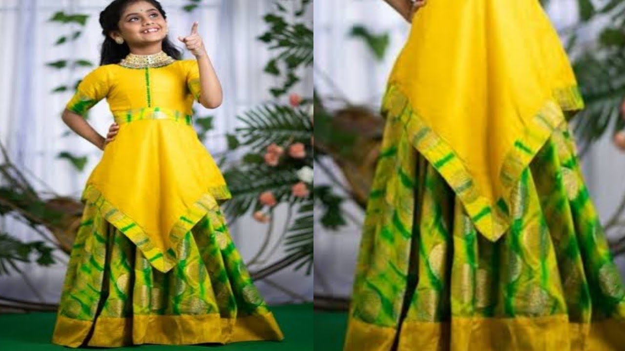How to Old Saree Convert into umbrella Long Skirt and Top in Kannada