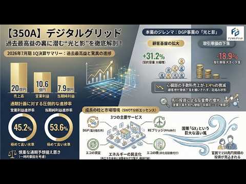 【350A】デジタルグリッド、好決算に潜む光と影を徹底解剖