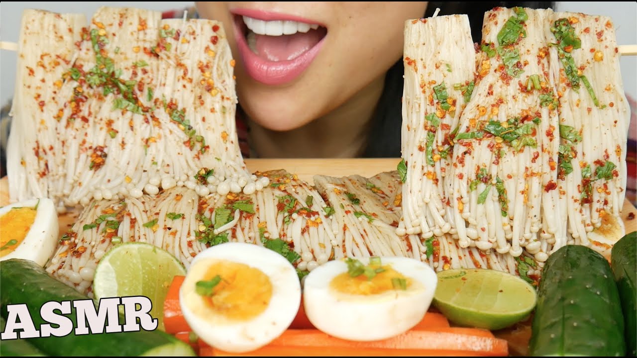 ASMR SPICY ENOKI MUSHROOMS (EXTREME SATISFYING CRUNCH) EATING SOUNDS *NO TALKING | SAS-ASMR