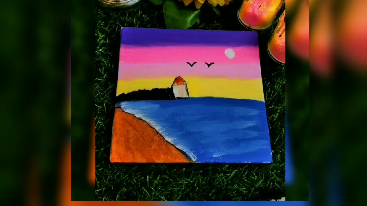 how to draw sunset a lighthouse 