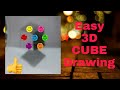 Easy 3d cube drawing  levitating cube drawing  mitul krishna arts