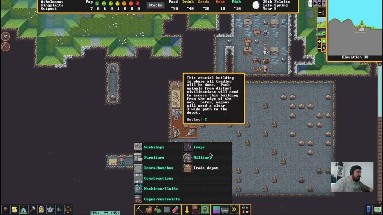 Dwarf Fortress como usar Bridges o Puentes, y Hatch Covers para