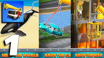 Crane Rescue 3D - All Levels 1-9 Gameplay Part 1 (Android, iOS)