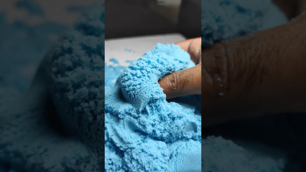 Kinetic sand pressing with hand is so relaxing and satisfying
