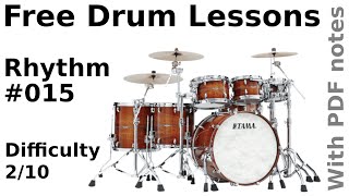 Free Drum lessons #015-Difficulty 2/10🥁