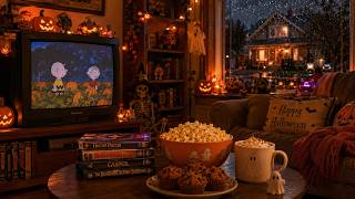Cozy 2000s Halloween Night π Vintage Rain Ambience | Thunder, Crackling Fire & Nostalgic Fall Vibes