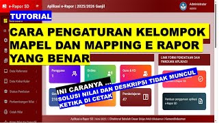 CARA PENGATURAN KELOMPOK MAPEL DAN MAPPING E RAPOR