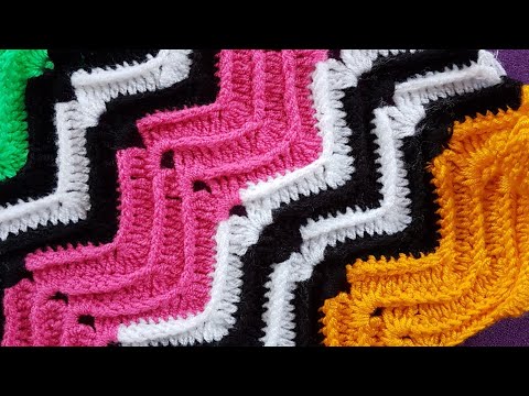 Kabartmalı Zigzag Battaniye Örüyoruz./ How to Crochet Ripple Blanket