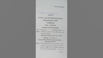 Corporate Accounting, 5th Semester, Examination Paper B.Com