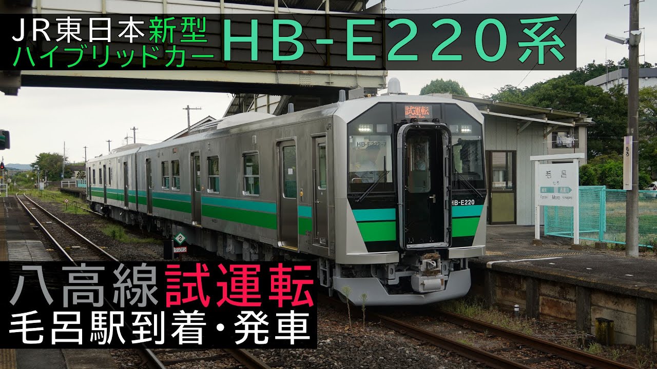 【JR東日本】新型ハイブリッドカー HB-E220系 八高線内試運転 毛呂駅到着・発車【キハ110と列車交換】