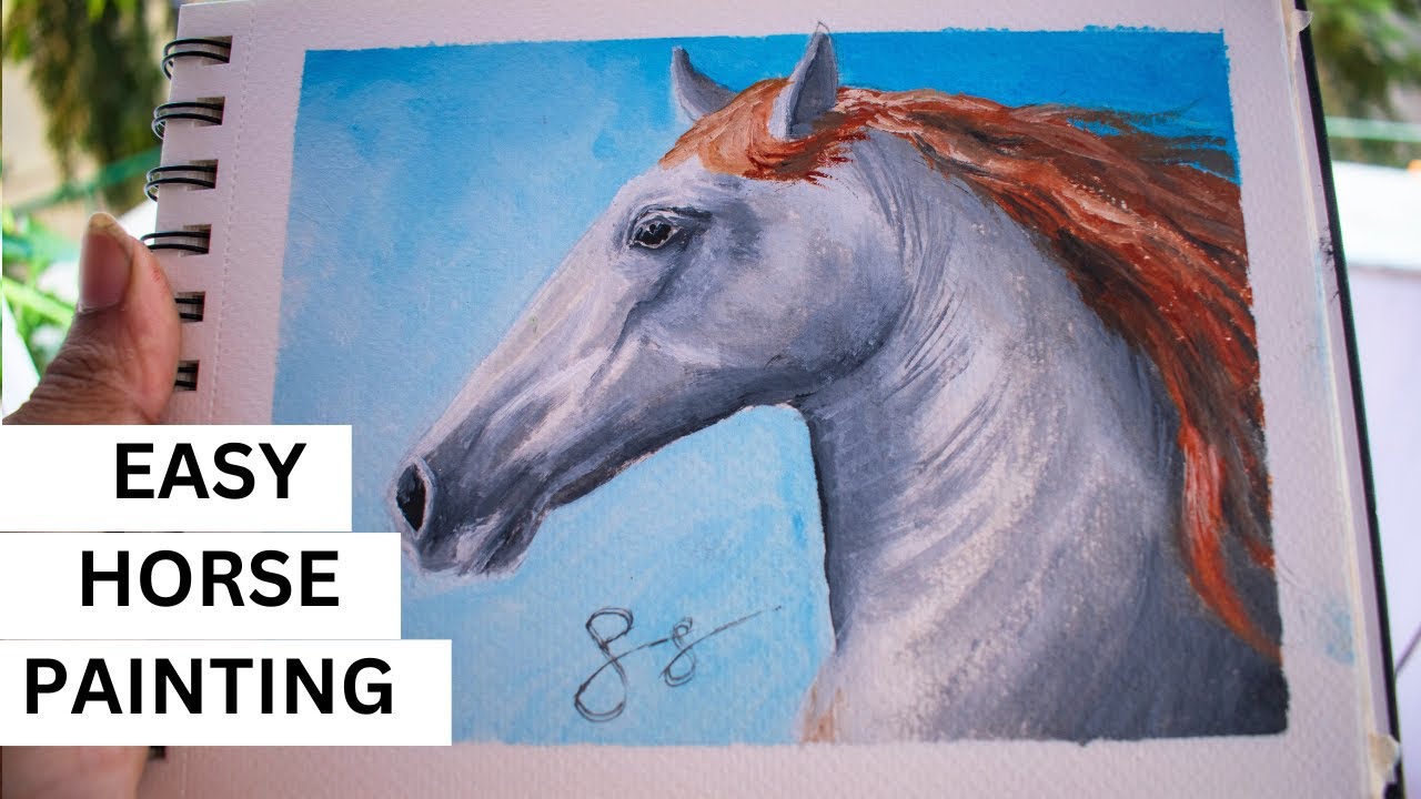 How to paint EASY Realistic Horse | How tp draw a horse step by step ...