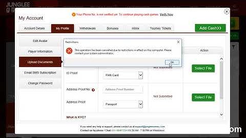 How to upload KYC in your JUNGLEE RUMMY Account