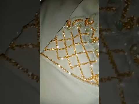 قفطان قماش الكريب مخدوم بالجوهر والاحجار شغل يدوي   اعمال يدوية