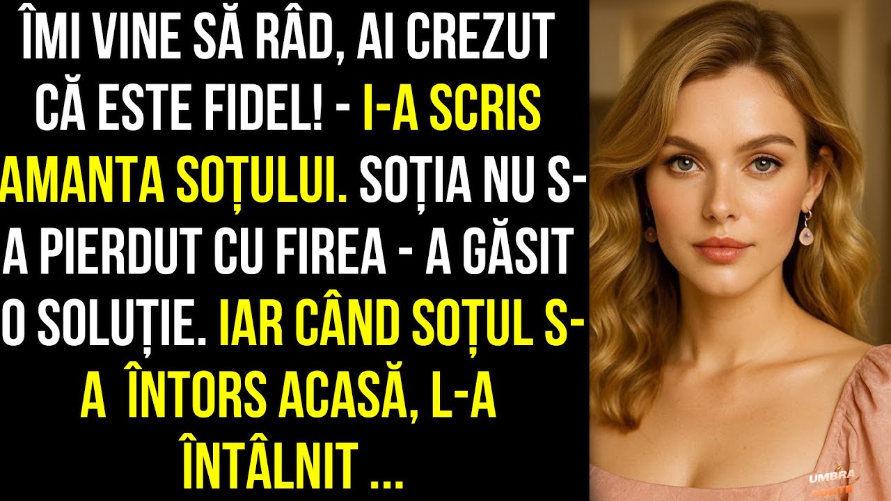 Îmi vine să râd,ai crezut că este fidel,I-a scris amanta soțului.Soția nu s-a pierdut cu firea și..