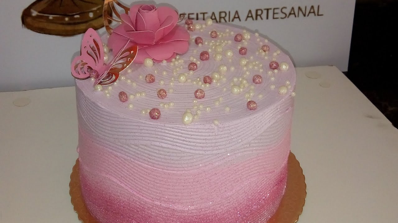 Decoração Bolo Feminino simples/ Bolo Wave Cake degradê fácil e Lindinho. 