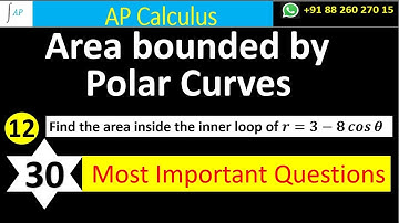 Find the area inside the inner loop of r=3-8costheta #polar #apcalculus