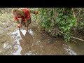 Detecting large fish after the flood and a unique way of catching fish by hand, survival instinct
