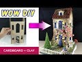 Make a cardboard house using cardboard and Das Clay