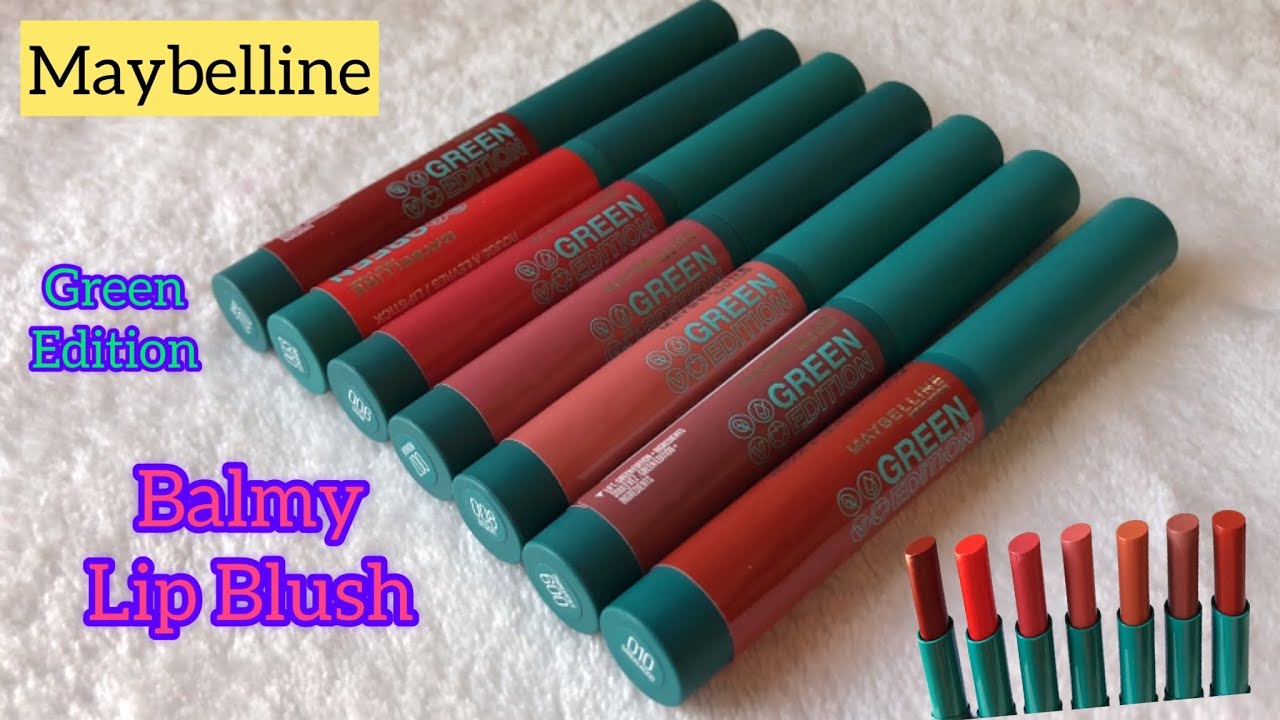 Maybelline Green Edition Balmy Lip Blush 2022 | Lip Swatches - YouTube