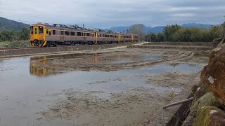 DR1000 臺鐵 2025.02.22 [假日4輛編組] 內灣線橫山東水田倒影【區間車 1821次】TR DR1000 4-Car Train on Weekends at HengShan (4)